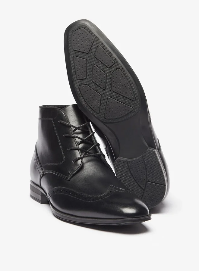 DUCHINI Men's Solid Ankle Boots with Zip Closure