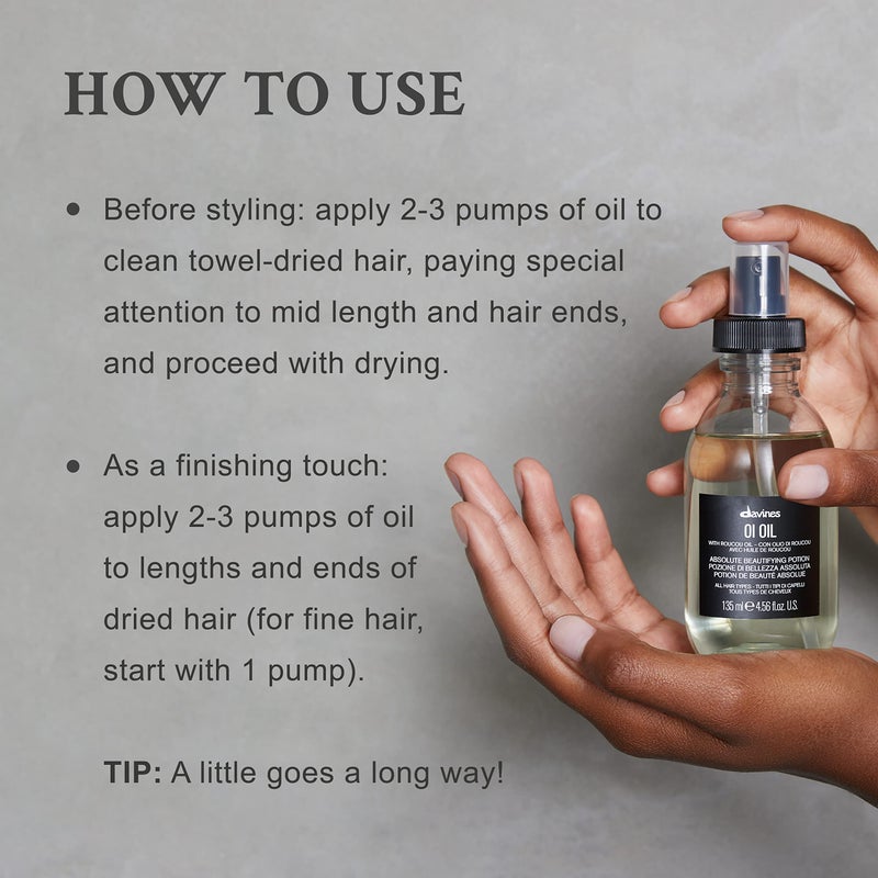 Davines OI Oil | Weightless Hair Oil Perfect for Dry Hair, Coarse & Curly Hair Types | Anti-Frizz for Soft, Shiny Hair | 4.56 Fl Oz (Pack of 1) - Image 4