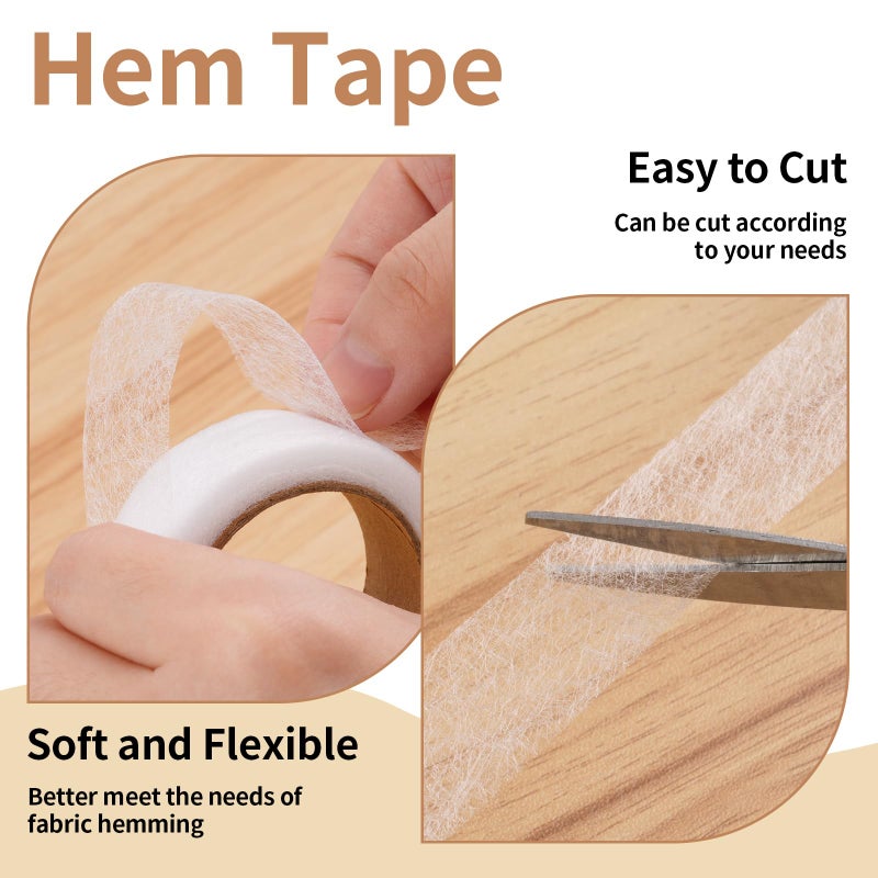 Opvixi 32 Yards Hem Tape, 0.75 INCH 4 Rolls Iron on Hemming Tape, Adhesive No Sew Hemming Tapes for Pants Curtains Dresses Clothes Fabric Crafting Projects (White) - Image 3