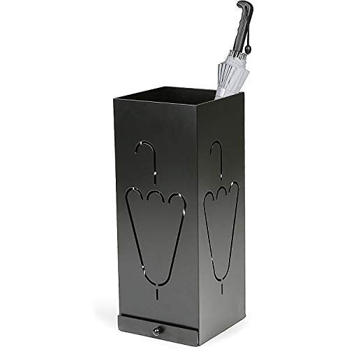 INDIAN DECOR Classic Laser Cut Designer Black Metal Umbrella Stand With Remoable Drip Tray/Umbrella Holder/Umbrella Stand/Umbrella Storage - Black, 20 X 20 X50 cm - Image 1