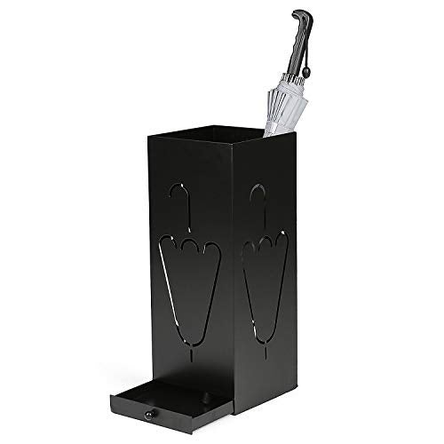 INDIAN DECOR Classic Laser Cut Designer Black Metal Umbrella Stand With Remoable Drip Tray/Umbrella Holder/Umbrella Stand/Umbrella Storage - Black, 20 X 20 X50 cm - Image 3