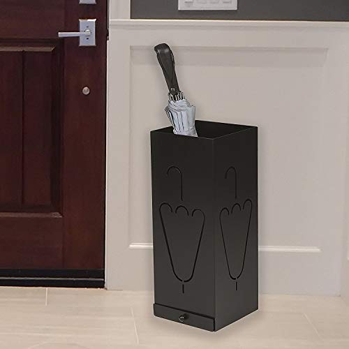INDIAN DECOR Classic Laser Cut Designer Black Metal Umbrella Stand With Remoable Drip Tray/Umbrella Holder/Umbrella Stand/Umbrella Storage - Black, 20 X 20 X50 cm - Image 4