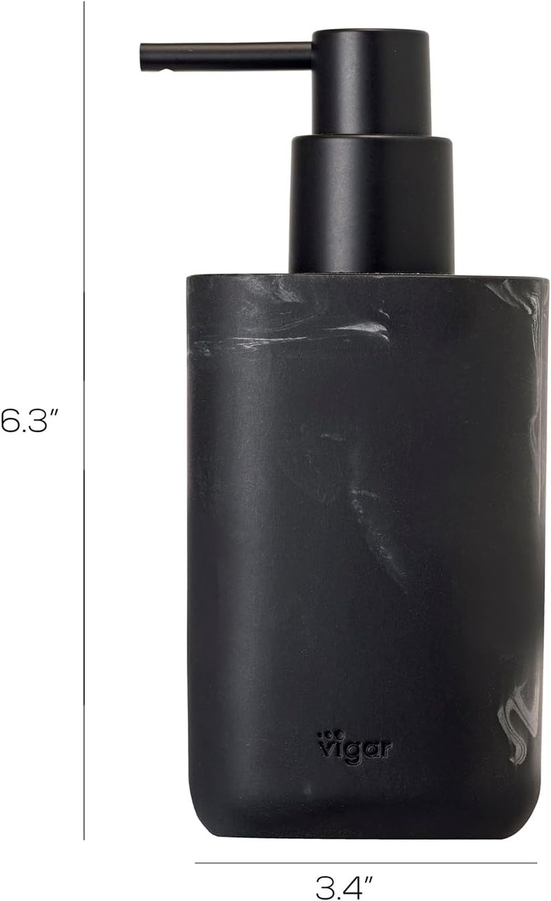 Vigar Zense Black Marble Hand Soap Dispenser Refillable Pump Bottle Dispenser for Kitchen Bathroom Soap Dispenser 118 oz Fine Polyresin Stone - Image 3