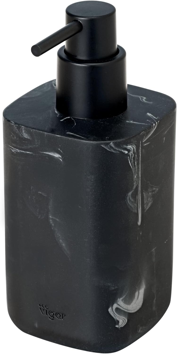 Vigar Zense Black Marble Hand Soap Dispenser Refillable Pump Bottle Dispenser for Kitchen Bathroom Soap Dispenser 118 oz Fine Polyresin Stone - Image 1