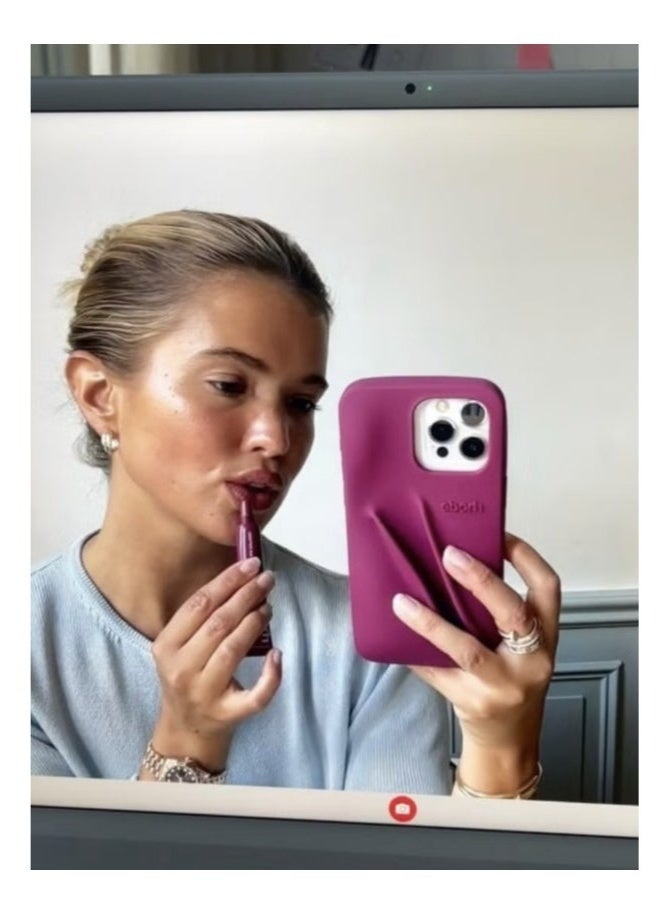 rhode Silicone Lip Holder for Cell Phone, Lip Gloss Adhesive Sleeve for Phone, Lip Holder Stick-on Phone Case, Back Stick On Holder for iPhone Phones（Raspberry Jelly） - Image 1