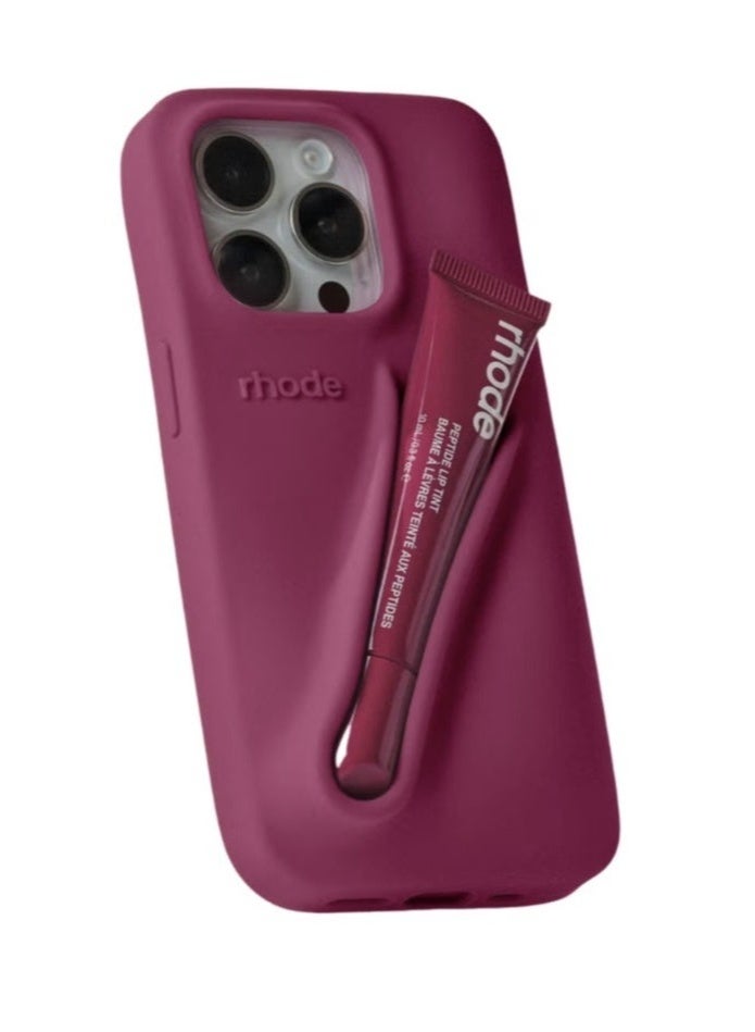 rhode Silicone Lip Holder for Cell Phone, Lip Gloss Adhesive Sleeve for Phone, Lip Holder Stick-on Phone Case, Back Stick On Holder for iPhone Phones（Raspberry Jelly） - Image 3