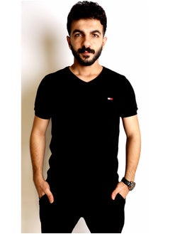 BAREQ ALMODA V-Neck T-Shirt Comfortable Cotton Fabric 100% Made in Turkey  - Image 1
