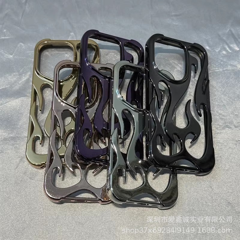 Suitable For Iphone17Promax Mobile Phone Case Electroplated Cut Out Flame Pattern Apple 15 All-Inclusive 16 Cooling And Breathable - Image 5