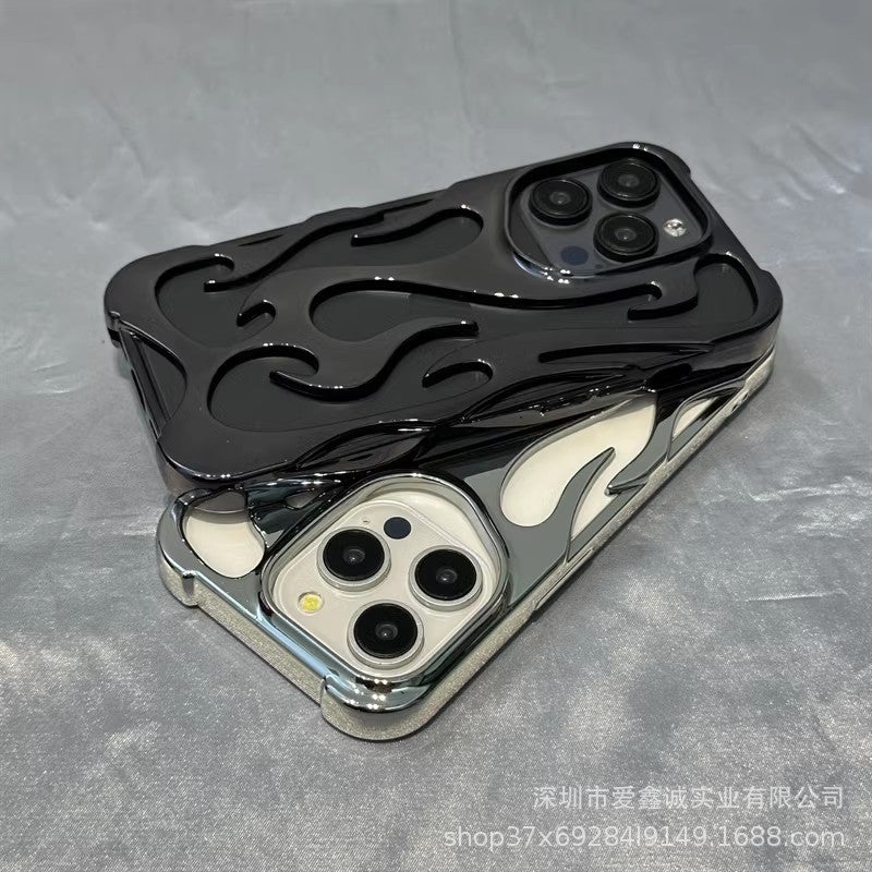 Suitable For Iphone17Promax Mobile Phone Case Electroplated Cut Out Flame Pattern Apple 15 All-Inclusive 16 Cooling And Breathable - Image 2