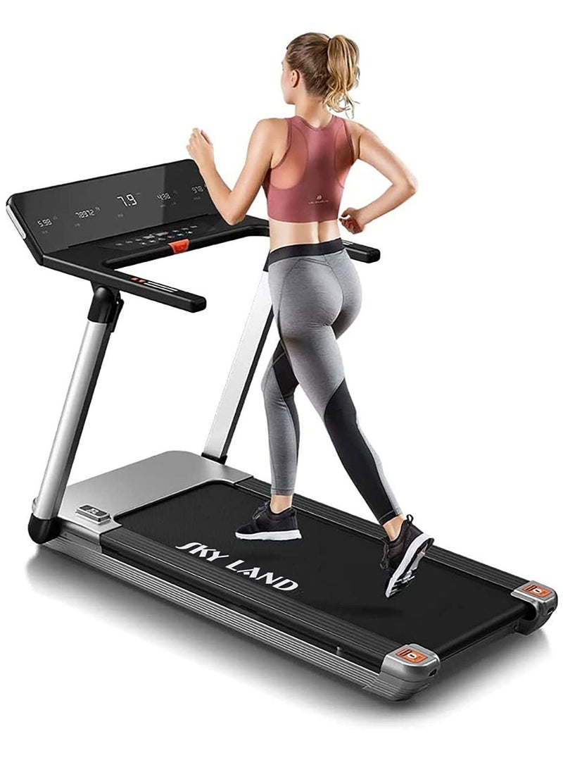 Sky Land Mini Pro 4HP Foldable Treadmill for Home & Office | Under Desk Running Machine with LED Display, 7-Layer Shock Absorbing Belt, Smart App & Auto Incline | Compact Walking Treadmill EM-1291, Black  - Image 1