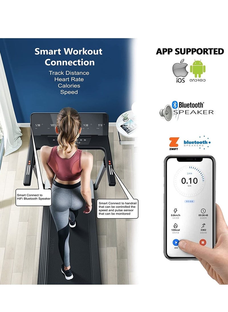 Sky Land Mini Pro 4HP Foldable Treadmill for Home & Office | Under Desk Running Machine with LED Display, 7-Layer Shock Absorbing Belt, Smart App & Auto Incline | Compact Walking Treadmill EM-1291, Black  - Image 2
