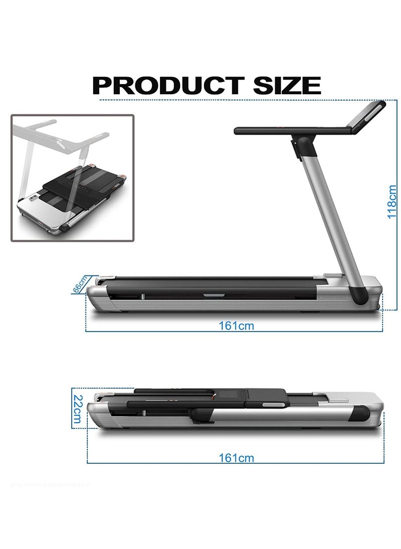 Sky Land - Mini Pro 4HP Foldable Treadmill for Home & Office | Under Desk Running Machine with LED Display, 7-Layer Shock Absorbing Belt, Smart App & Auto Incline | Compact Walking Treadmill EM-1291, Black - Image 1