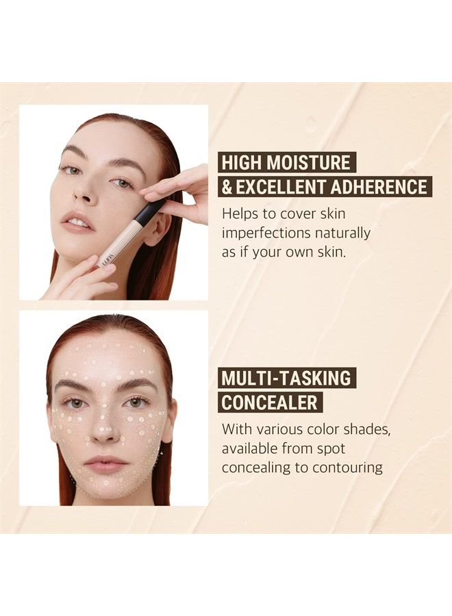 AK AEKYUNG AEKYUNG Luna Long-Lasting Tip Concealer, Full Coverage Korean Makeup, Liquid Concealer for Under Eye Dark Circles Cover-Fit, 0.7 Ivory, 0.26 Fl Oz