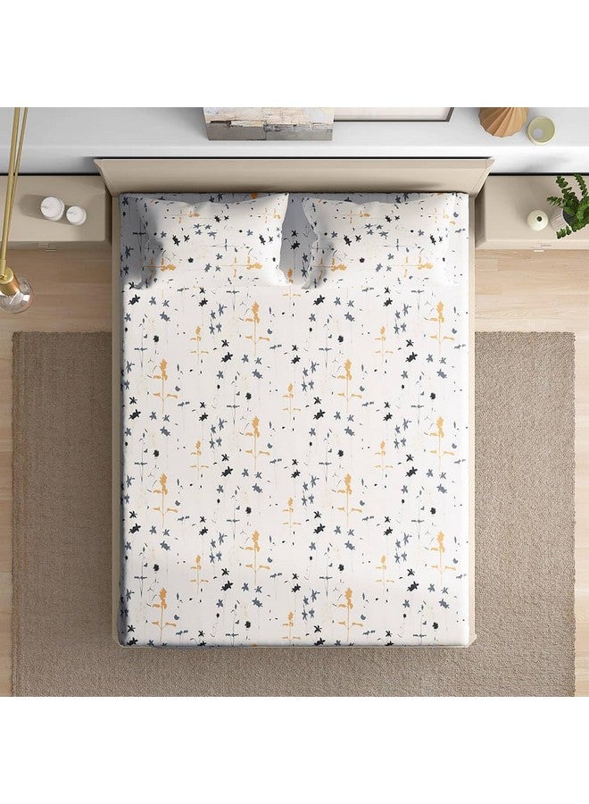 Wakefit شريحة سرير قطنية من ويكفيت | شريحة مطاطية 160 TC، شريحة سرير ملكي مع 2 غطاء وسادة | فلورا - 78x60 بوصة - Image 1