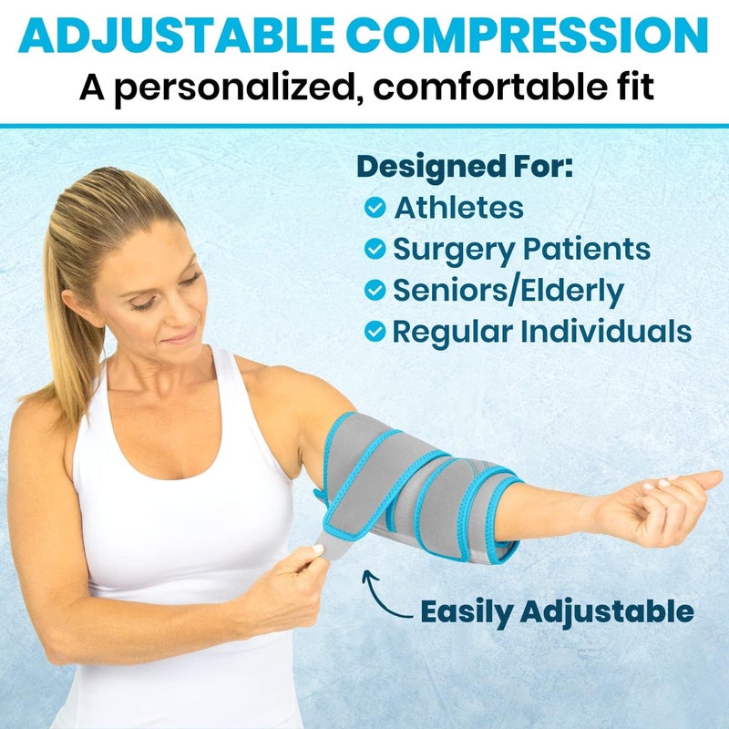 Vive Elbow Ice Pack Wrap  Ultra Cold Gel Ice Pack for Injuries Reusable  Elbow Support Compression for ColdHot Therapy  Adjustable for MenWomen Sports Recovery Arthritis Tendonitis Pain Relief - Image 4