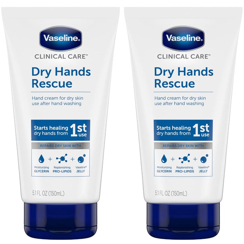 Vaseline Clinical Care Hand Cream 2-Pack in Premium Packaging – Dry Hands Rescue, Fragrance-Free, 3.4 Oz Ea - Image 1