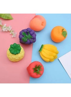 Manos Manos Bath Toys for Baby - Pack of 6 Colorful Fruits Theme Squeeze Bath Toys, Toddler Baby Bathtub Bathing Squeeze Bath Toys for 6+ Months Baby and Kids (Pack of 6 PC; Multicolor)  - Image 2