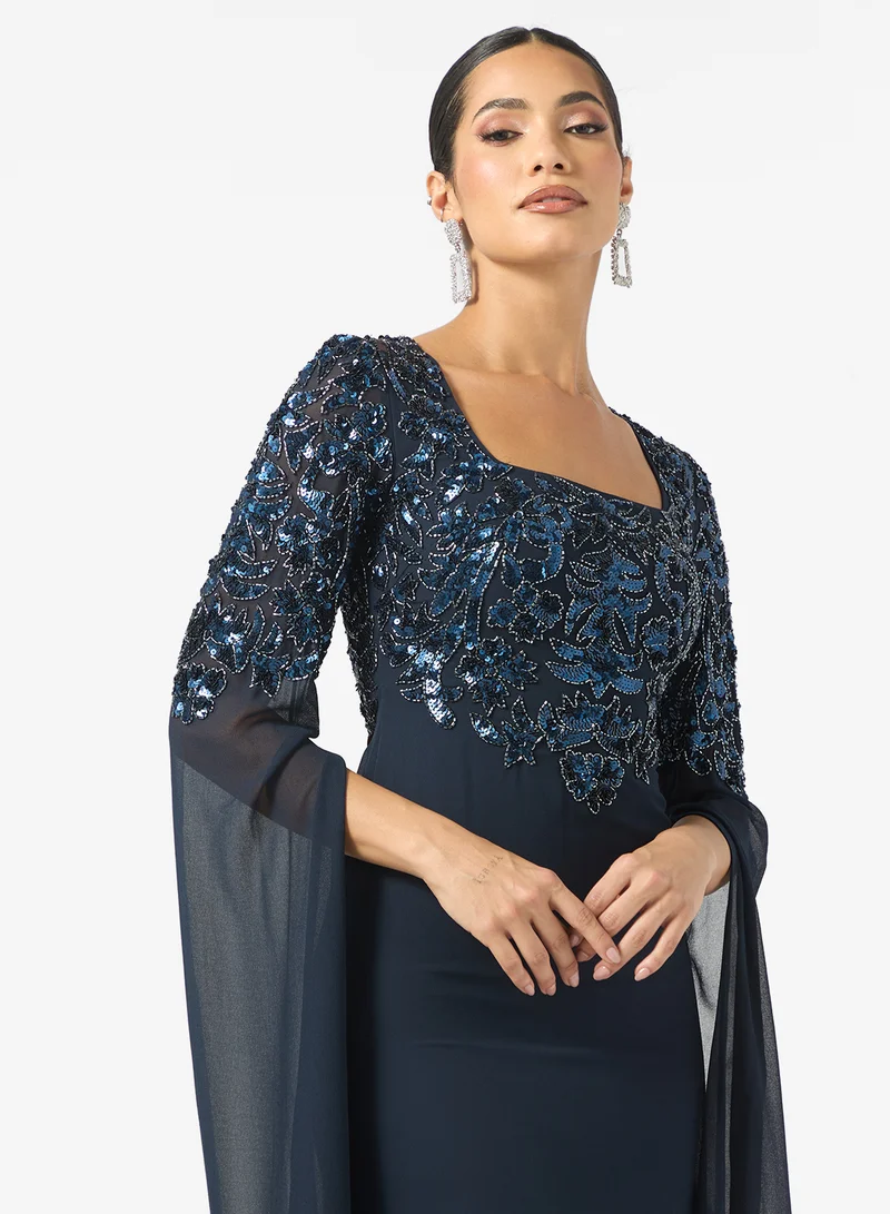 فروك اند فرل Mesh Detailed Embellished Maxi Dress