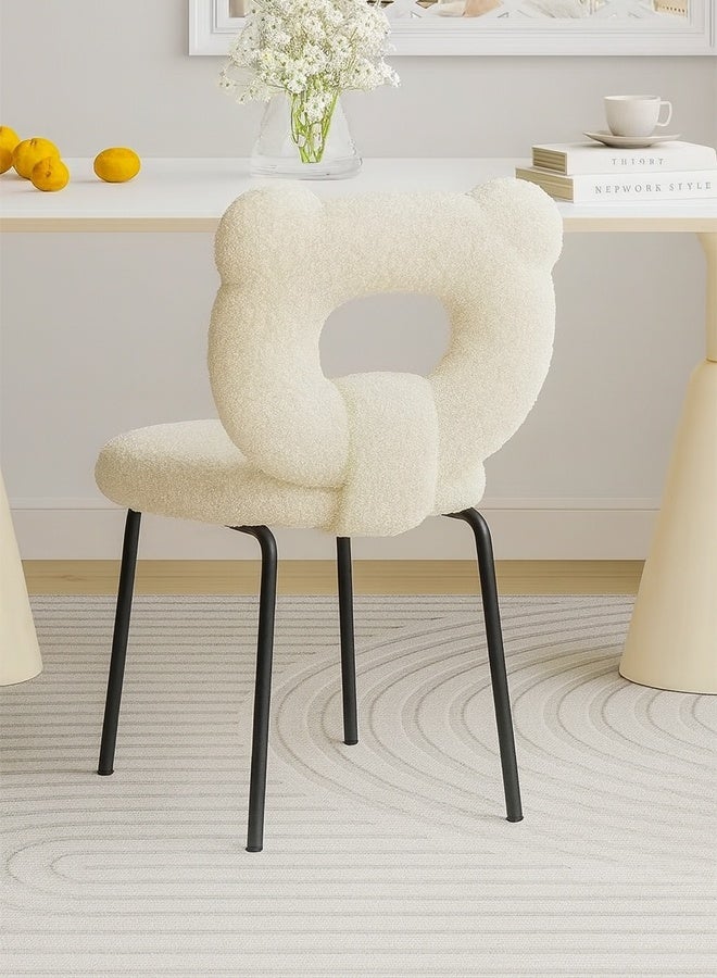 NKX Modern Plush Fabric Chair with Curved Backrest and Metal Legs - Image 5