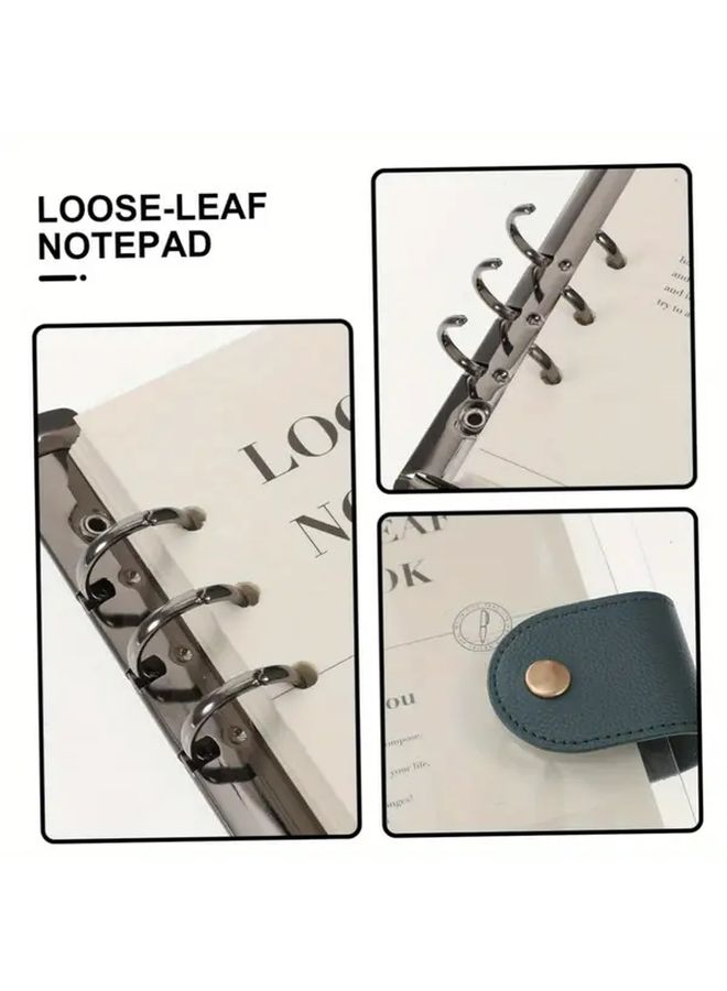 Gray Clip Clear PVC A5 6 Ring Refillable Binder Cover Holds 90 Sheets Transparent Notebook - Image 3