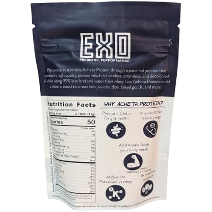 EXO مسحوق بروتين الكريكيت النقي من EXO، 1/4 رطل، منخفض الكربوهيدرات، خالي من الألبان، خالي من الجلوتين - Image 2