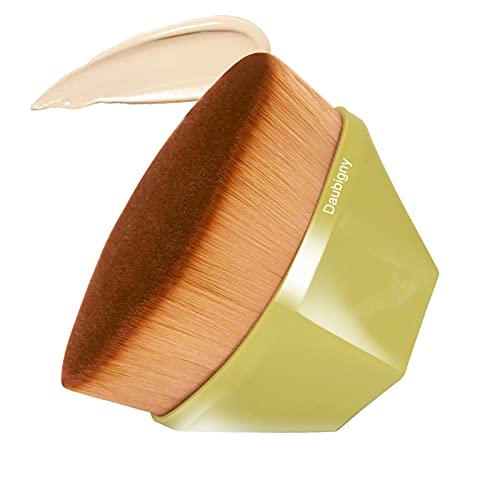 Daubigny Foundation Makeup Brush Flat Top Kabuki Hexagon Face Blush Liquid Powder Foundation Brush for Blending Liquid, Cream or Flawless Powder Cosmetics with Bonus Protective Case (Yellow) - Image 1