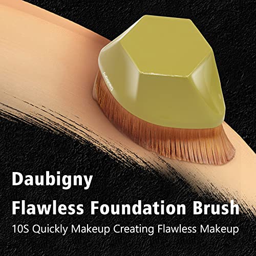 Daubigny Foundation Makeup Brush Flat Top Kabuki Hexagon Face Blush Liquid Powder Foundation Brush for Blending Liquid, Cream or Flawless Powder Cosmetics with Bonus Protective Case (Yellow) - Image 3