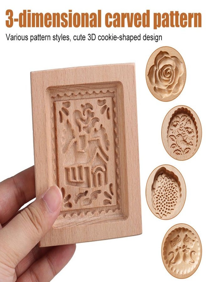 MiOYOOW Wooden Cookie Mold, Carved Biscuit Molds, Easy to Demold, Cookie Press Stamp Mould for Halloween Christmas Thanksgiving Party DIY - Image 3