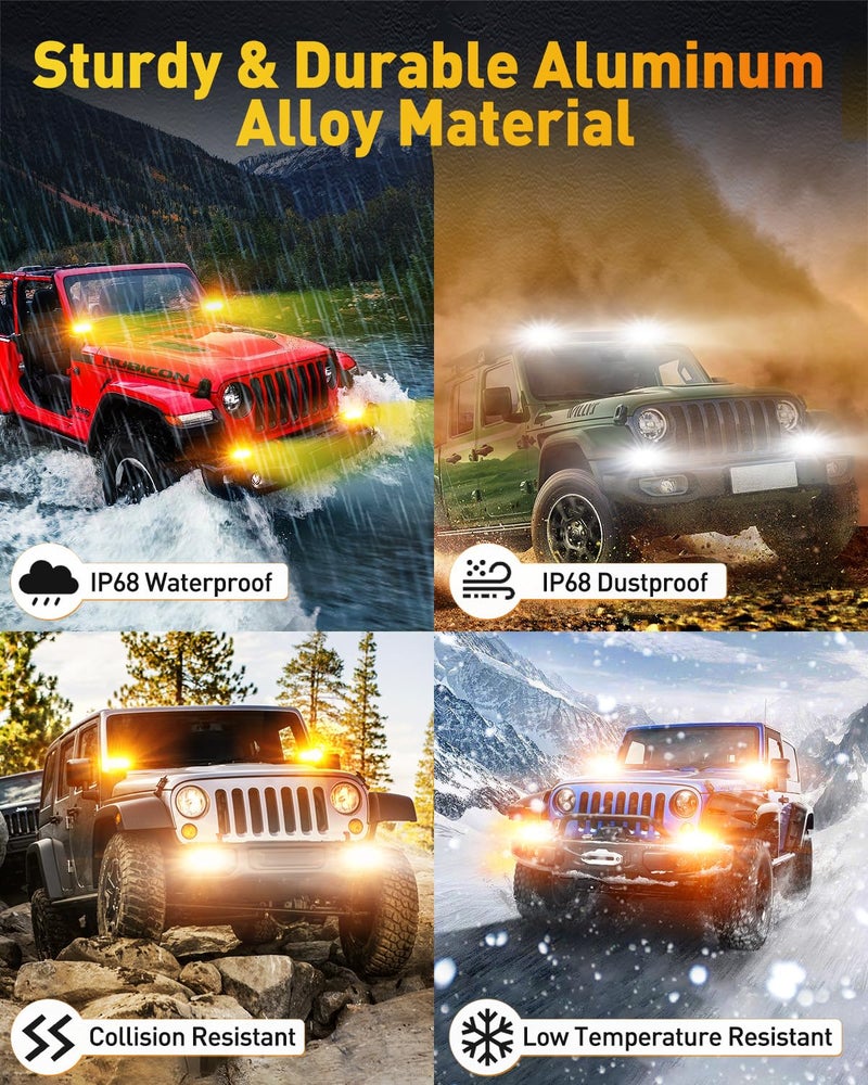 NAOEVO 6in LED Light Bar, 50W 2300LM Lens Spot Lights, LED Fog Lights - LED Offroad Lights for Trucks/Cars/Boat/ATV/UTV, 2 Pcs (White/Amber/White&Amber) - Image 5