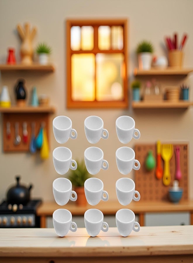 Rosojodg 12 Pcs Miniatures White Cups, Mini Coffee Tea Cups, Coffee Cups, Small Dollhouse Cups, Plastic Fairy Garden Cups, Dollhouse Miniatures Food Kitchen Room Decoration, Doll House Accessories - Image 5