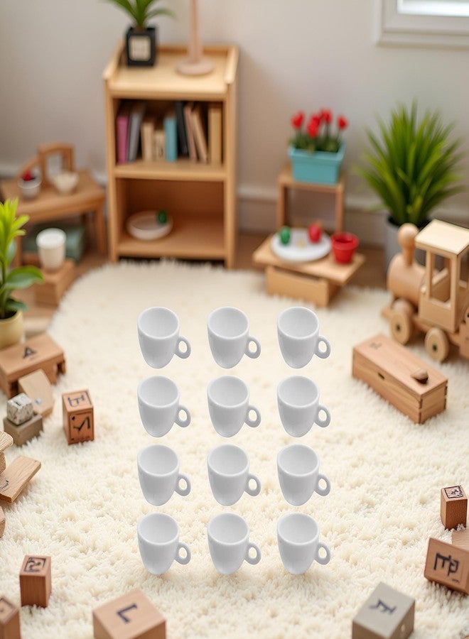 Rosojodg 12 Pcs Miniatures White Cups, Mini Coffee Tea Cups, Coffee Cups, Small Dollhouse Cups, Plastic Fairy Garden Cups, Dollhouse Miniatures Food Kitchen Room Decoration, Doll House Accessories - Image 4