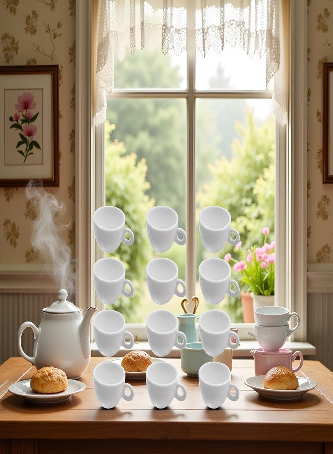 Rosojodg 12 Pcs Miniatures White Cups, Mini Coffee Tea Cups, Coffee Cups, Small Dollhouse Cups, Plastic Fairy Garden Cups, Dollhouse Miniatures Food Kitchen Room Decoration, Doll House Accessories - Image 2