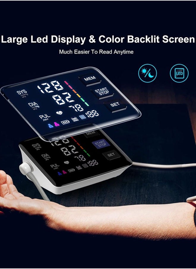 Generic - Urion Wrist Blood Pressure Monitor Extra Large Cuff Upper Arm LED Color Backlit Screen Automatic Digital Machine Clear Display Tonometer Digital Sphygmomanometer baumanometer U80Z - Image 1