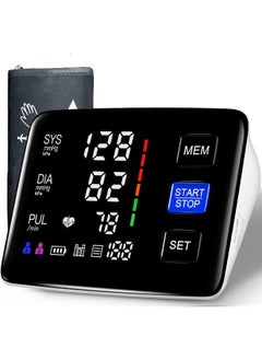 Urion Wrist Blood Pressure Monitor Extra Large Cuff Upper Arm LED Color Backlit Screen Automatic Digital Machine Clear Display Tonometer Digital Sphygmomanometer baumanometer U80Z