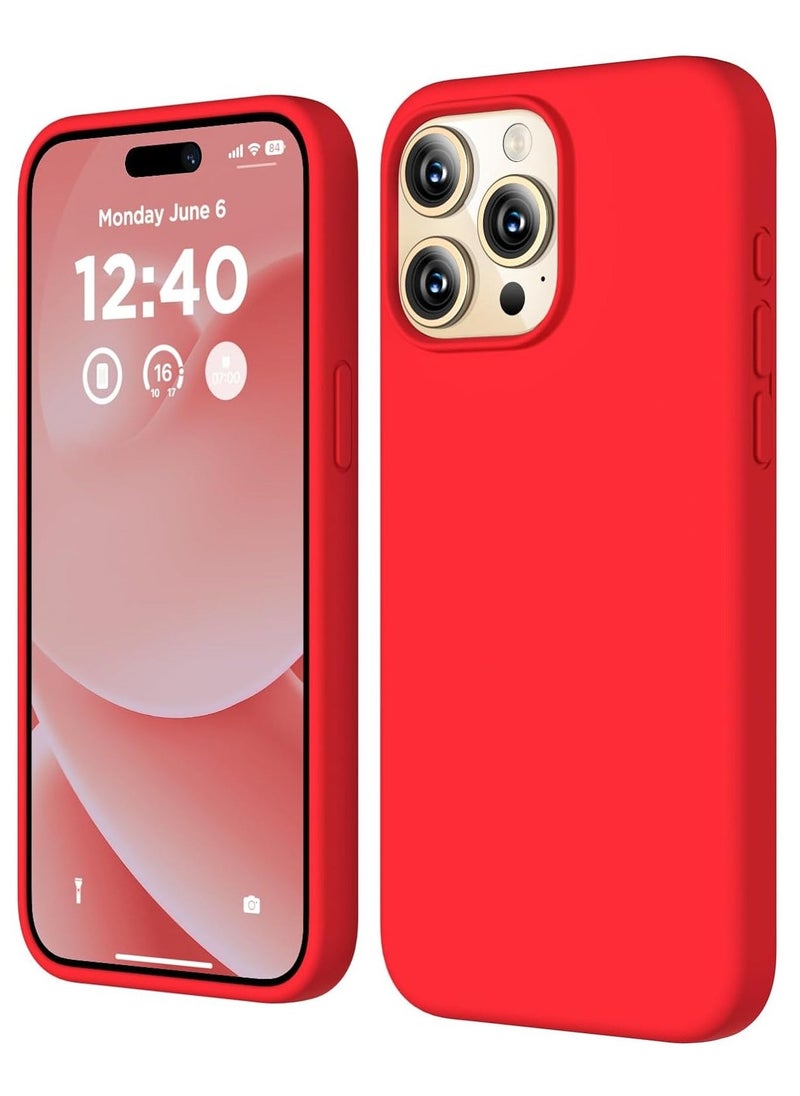 Raxoom Compatible with iPhone 15 Pro Max Case, Liquid Silicone Case, Full Body Shockproof Protective Cover Slim Thin Phone Case with Soft Anti-Scratch Microfiber Lining, 6.7 inch-Red - Image 1
