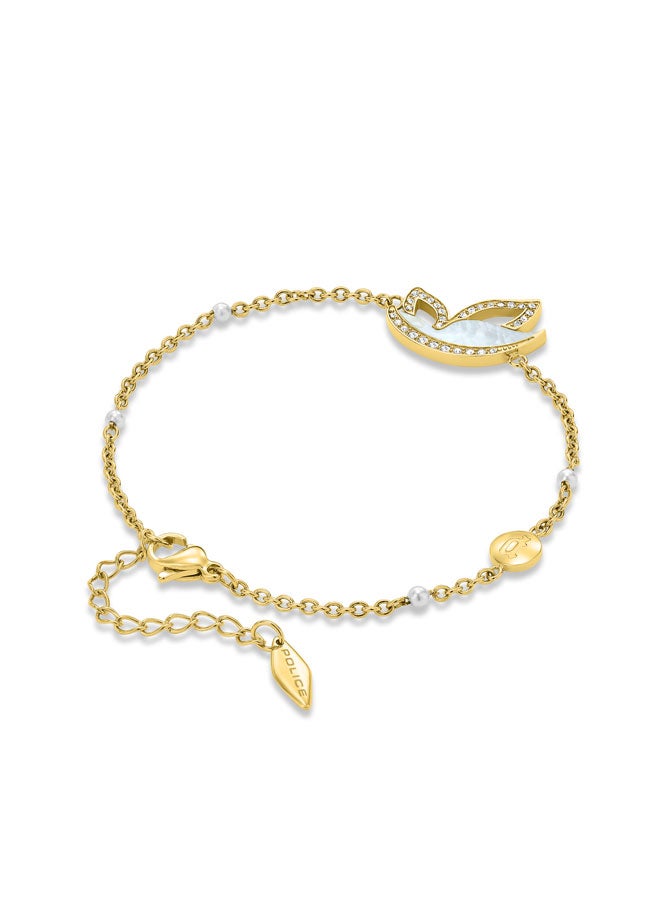 POLICE Birdy Mother-of-Pearl Butterfly with Sparkling Crystals Gold-Plated Bracelet for Women - Image 3
