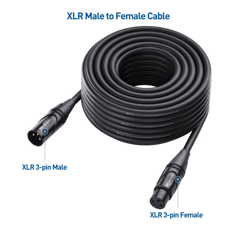 Cable Matters 2-Pack Premium Long XLR to XLR Cables - 50ft, Male to Female Microphone Cable, Oxygen-Free Copper (OFC) Mic Cord, Black - Image 3
