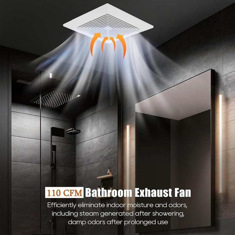 Orsong Bathroom Exhaust Fan 10" Panel Ultra Quiet without Light(8x8 Mount), 110CFM, 4" Duct for Bathroom/Garage/Home - Image 2