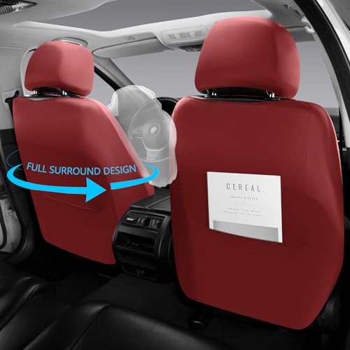NS YOLO Full Coverage Leather Car Seat Covers,Waterproof Seat Covers for Cars,SUVs Pick-up Truck, Car Seat Cushion,Car Seat Protector,Front Seat Cover,Wine Red Seat Cover with 2 Seats - Image 4