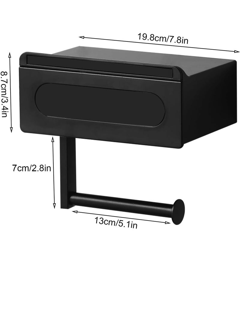 spa luxetique - Toilet Paper Holder, No Drilling, Toilet Paper Holder with Wet Wipes Box, Self-Adhesive Toilet Paper Holder, Black Toilet Paper Holder with Shelf, for Bathroom, Kitchen - Image 1