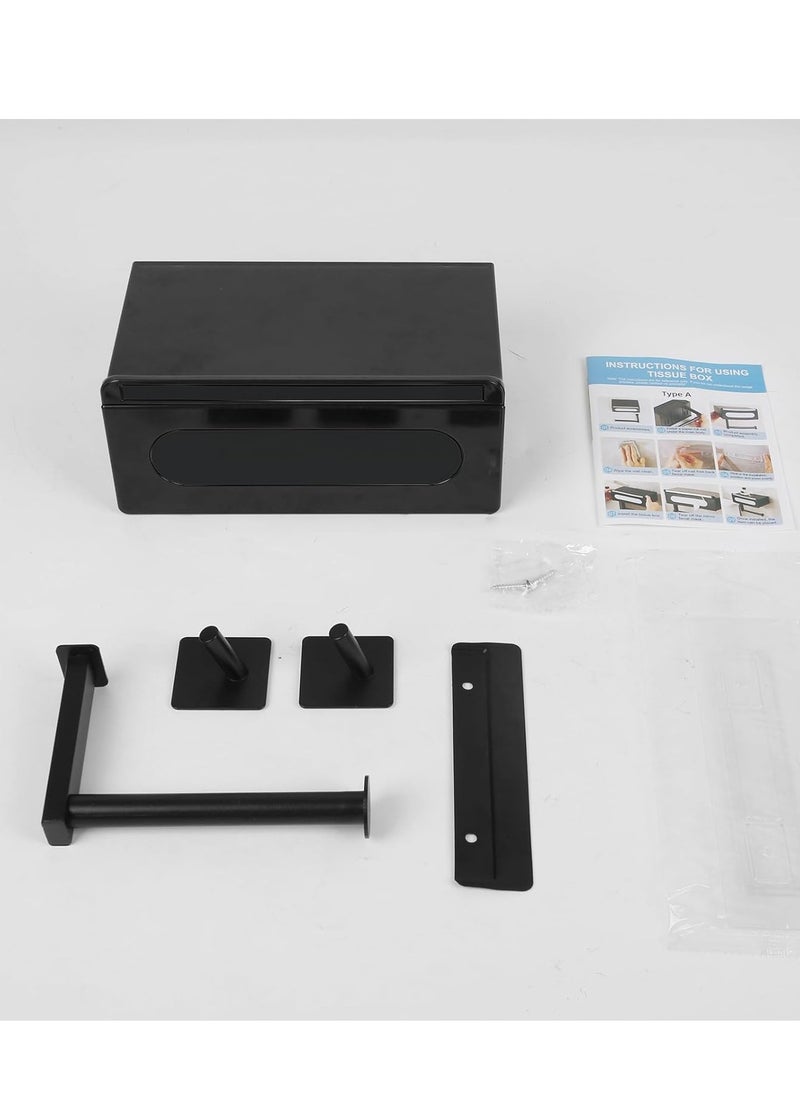 spa luxetique - Toilet Paper Holder, No Drilling, Toilet Paper Holder with Wet Wipes Box, Self-Adhesive Toilet Paper Holder, Black Toilet Paper Holder with Shelf, for Bathroom, Kitchen - Image 1