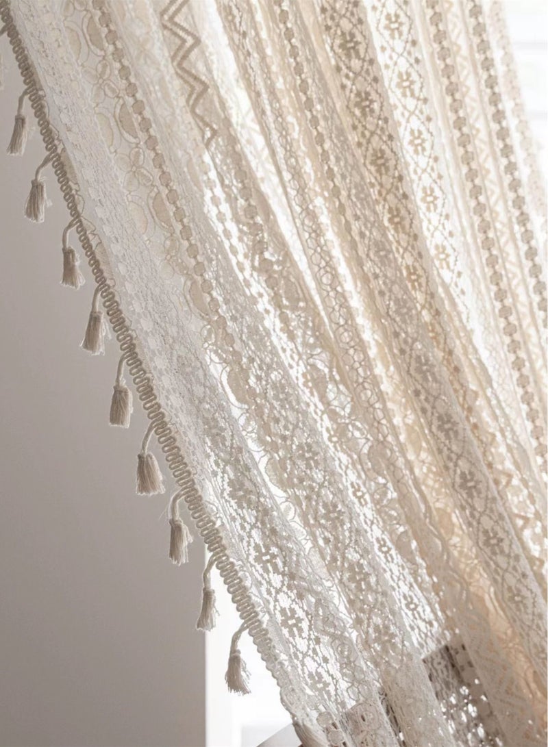 Kutis 1-Piece Tassel Hollowed Single Curtain Rod Curtain 220x150 CM - Image 5