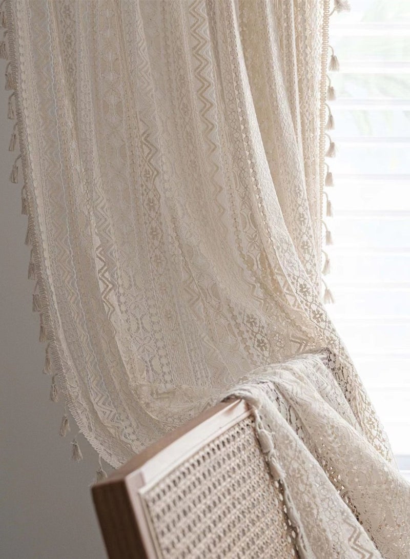 Kutis 1-Piece Tassel Hollowed Single Curtain Rod Curtain 220x150 CM - Image 4
