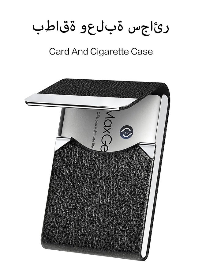 Lemon Business Card Holder, PU Leather Business Card Case Pocket Card Holders for Men or Women, Metal Slim Name Card Holder RFID Blocking Business Card Carrier with Magnetic Closure, Black  - Image 1