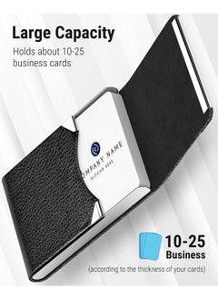 Lemon Business Card Holder, PU Leather Business Card Case Pocket Card Holders for Men or Women, Metal Slim Name Card Holder RFID Blocking Business Card Carrier with Magnetic Closure, Black  - Image 5