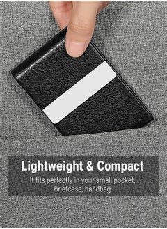 Lemon Business Card Holder, PU Leather Business Card Case Pocket Card Holders for Men or Women, Metal Slim Name Card Holder RFID Blocking Business Card Carrier with Magnetic Closure, Black  - Image 2
