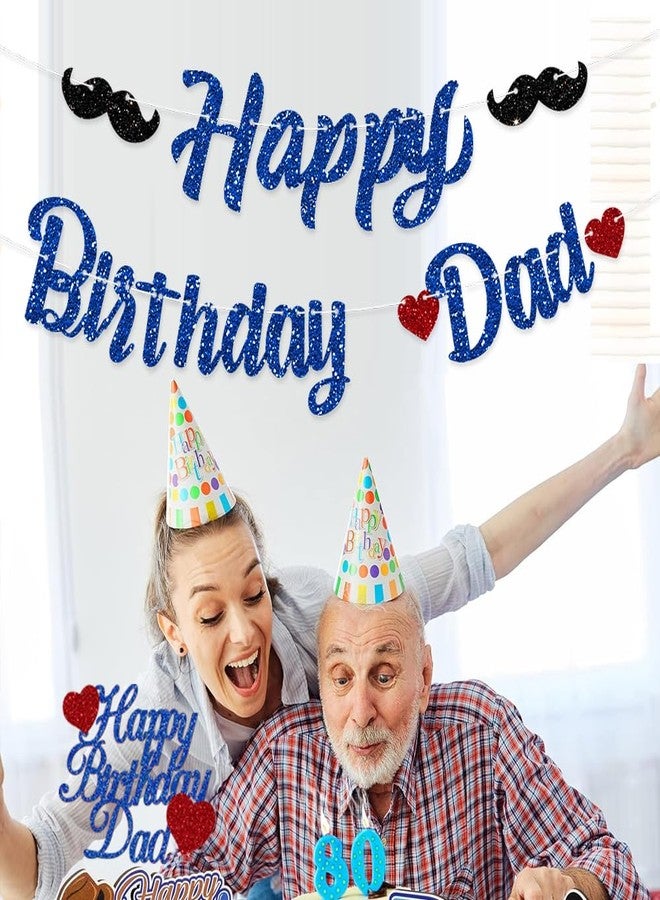 زينة عيد ميلاد سعيد يا أبي، لافتة جاهزة للتعليق، زينة كعكة عيد الأب، بريق أزرق، أفضل أب على الإطلاق، لوازم حفلات، لا تحتاج إلى تركيب يدوي - Image 4