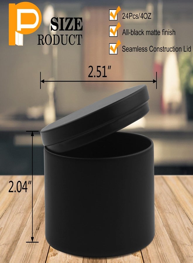 BBAXI 4 oz Black Candle Tins 24 Pcs, Black Empty Candle Tin with Lids for DIY Candles Making, Matte Full Black Candle Jars for Candle Making - Image 2