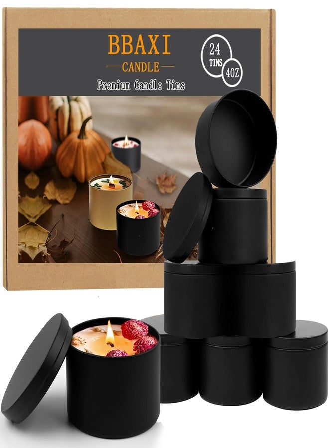 BBAXI 4 oz Black Candle Tins 24 Pcs, Black Empty Candle Tin with Lids for DIY Candles Making, Matte Full Black Candle Jars for Candle Making - Image 1