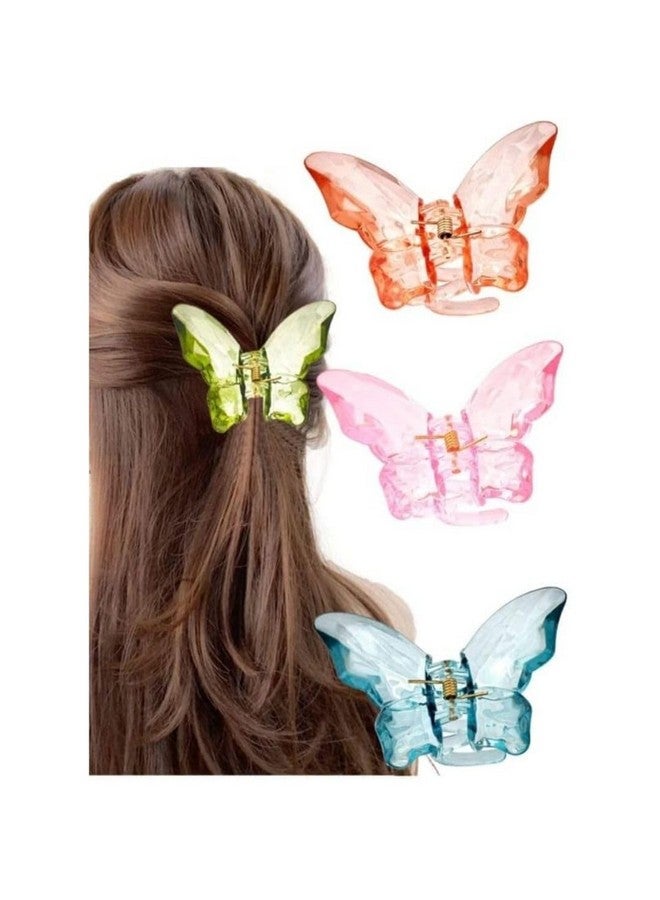 DN Creation Set of 2 Butterfly Non-Slip Fashion Jaw Hair Clips, Strong Hold Thin & Thick Hair Styling Accessories Hair Clucther - Assorted Color - Image 3